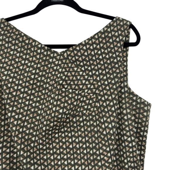 Piazza Sempione Cotton Geometric Print Sleeveless Sheath Dress IT 54 US 18 - Picture 10 of 14